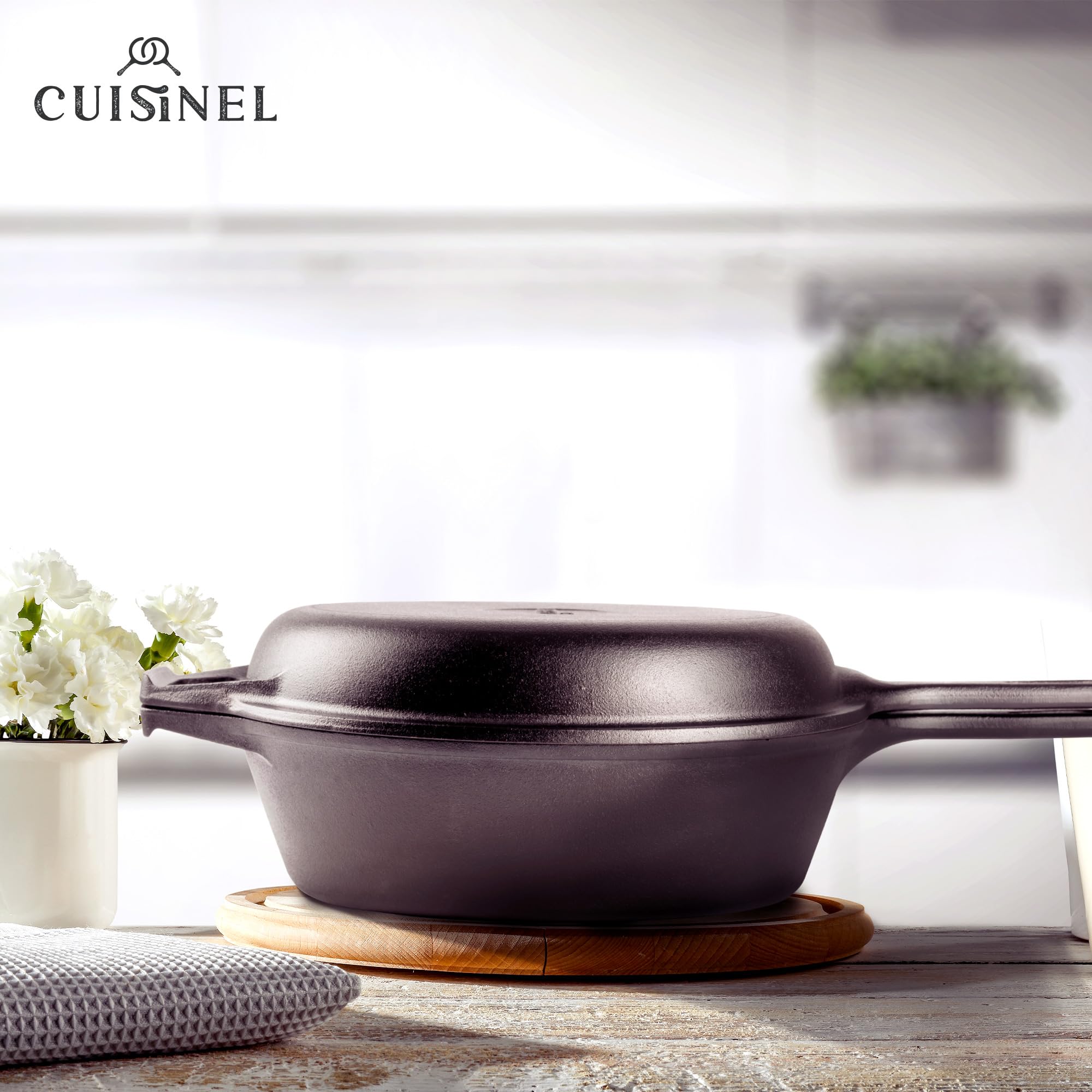 Cuisinel two-in-one design combines skillet and deep pot for versatility