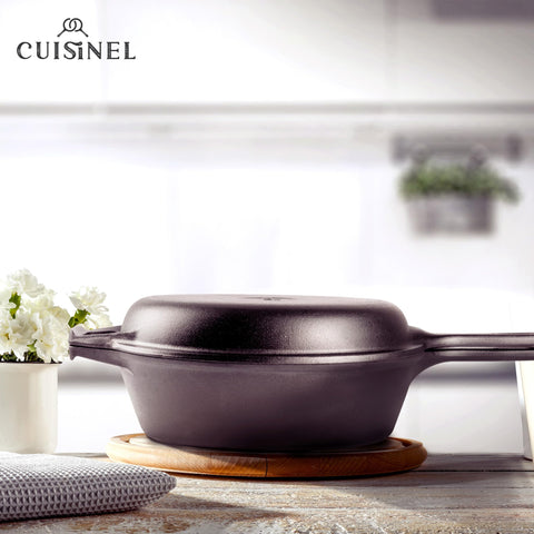 Cuisinel two-in-one design combines skillet and deep pot for versatility