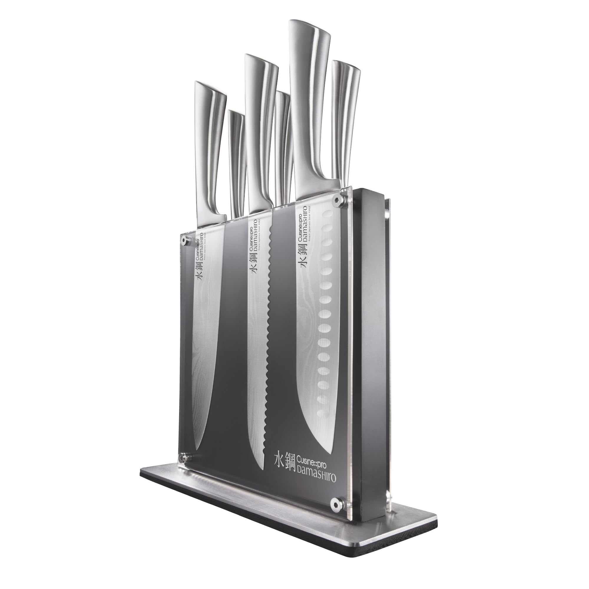 Cuisine::pro Damashiro knife block Kumi set displayed on kitchen countertop for organized prep