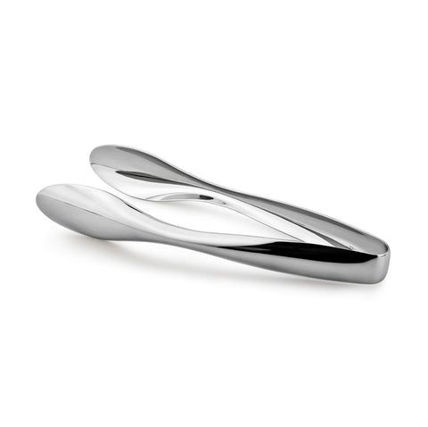 Cuisinox 6-inch polished stainless steel serving tongs for precise portion control at gatherings.
