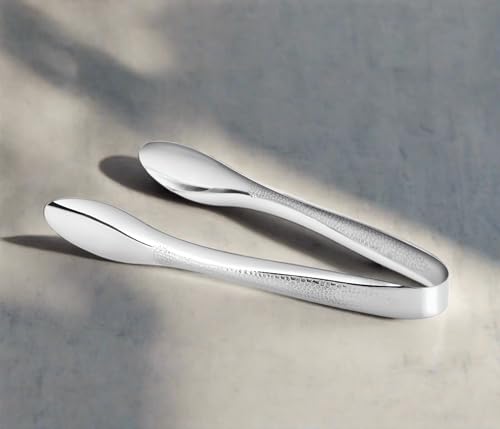 Cuisinox polished hammered stainless steel serving tongs 9in perfect for salads and appetizers.