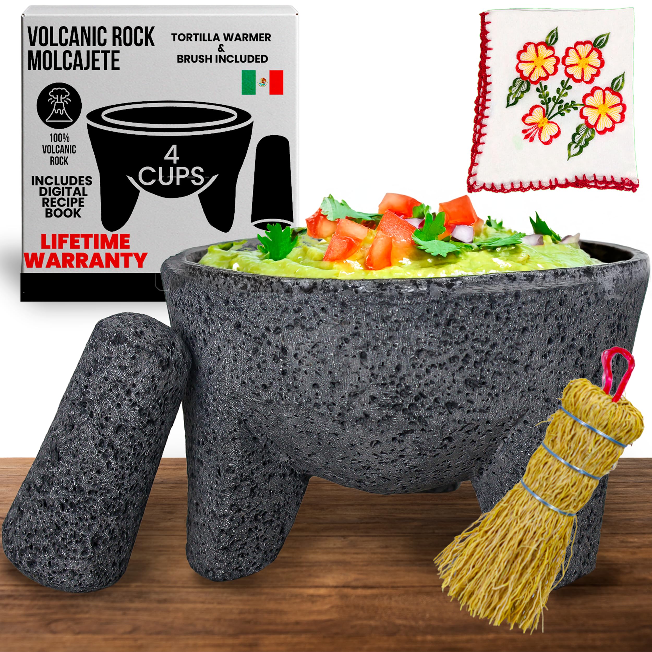 Cuitáxi molcajete volcanic rock 8in, ideal for fresh salsas at home