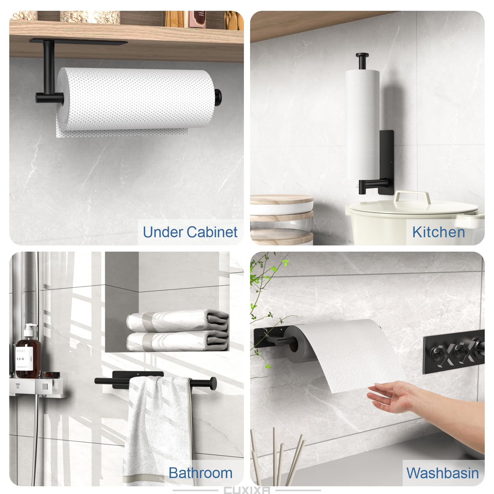 CUXIXA paper towel holder with screws mounted on brick wall for sturdy support