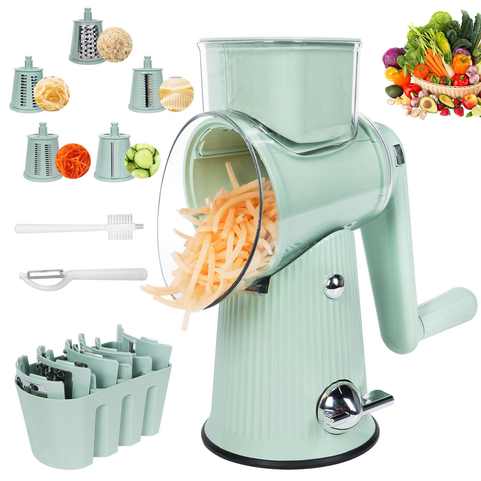 Cujui 5-in-1 rotary cheese grater for versatile, fast meal prep at home
