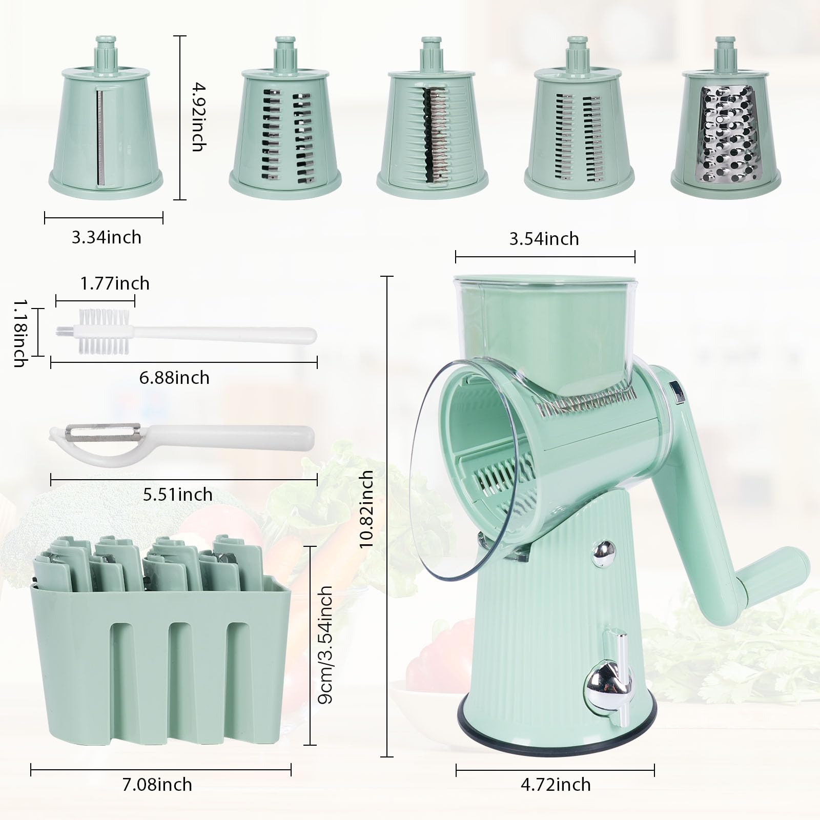 Cujui drum mandoline slicer with sharp blades for precise cuts