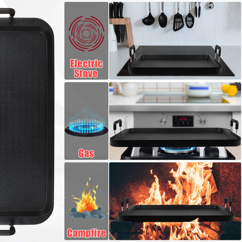 CukAid flat-top grill on outdoor setup illustrating indoor-outdoor versatility.