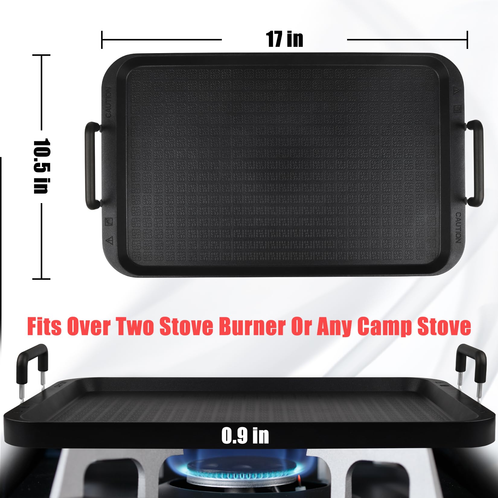 CukAid flat-top grill top-down cooking surface showing 14 ribs for even heat.