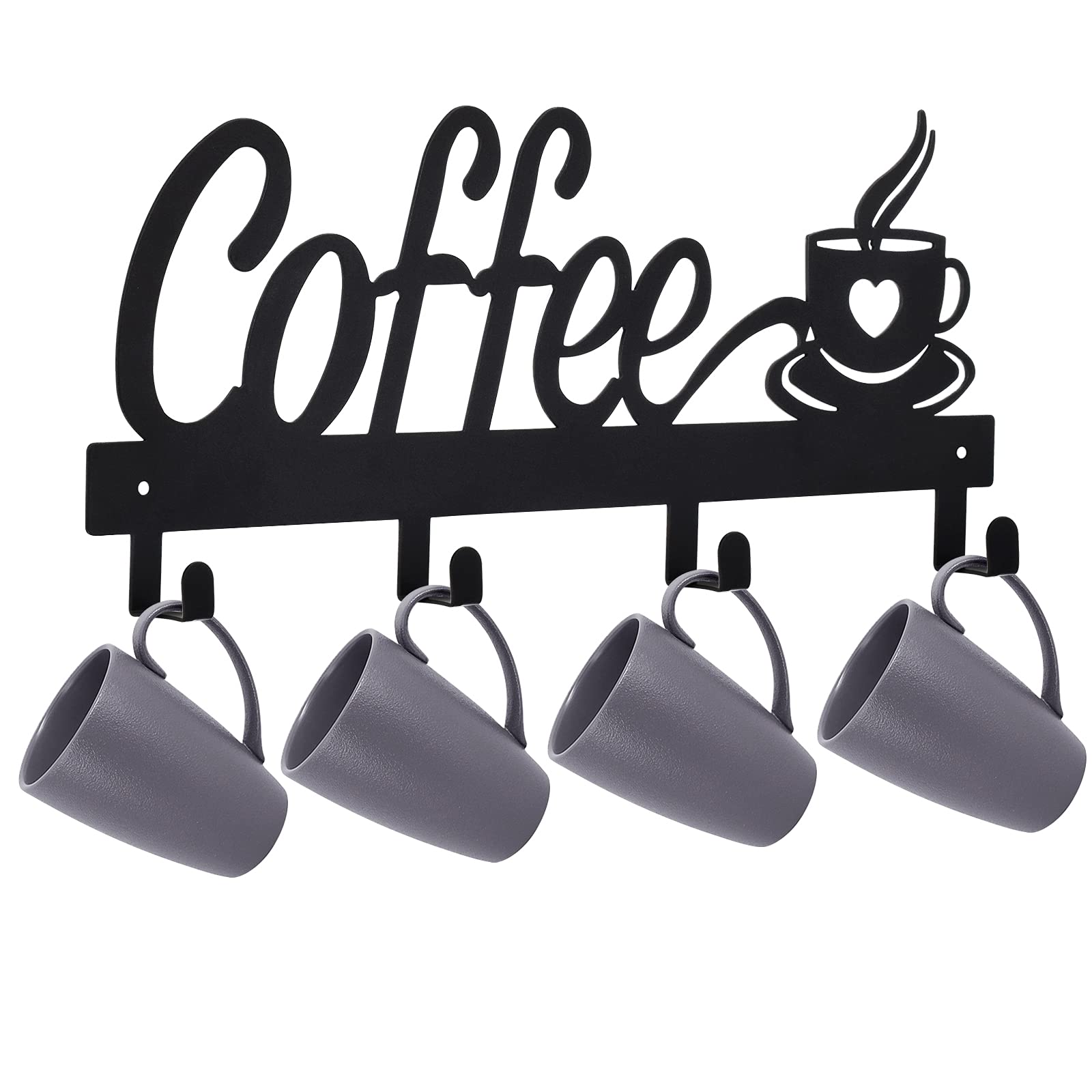 CUKE2BEET mug rack holds four mugs securely for quick access.