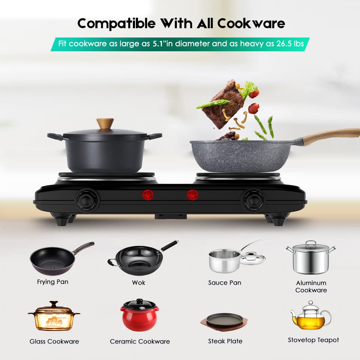 CUKOR double burner control panel with dual temperature controls for each burner.