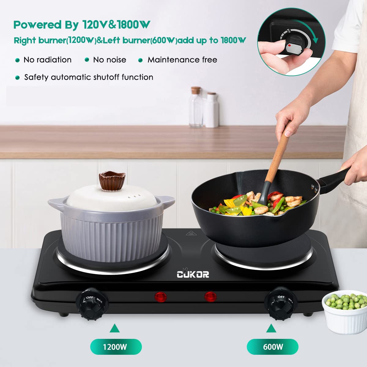 CUKOR double burner dorm room setup showing portable power solution for students.