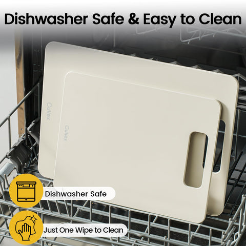 Culiex cutting board dishwasher safe for easy, quick cleanup.