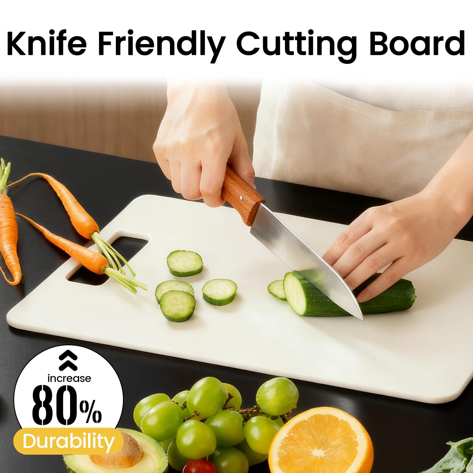 Culiex knife-friendly cutting board resists dulling under use.