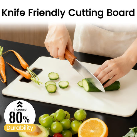 Culiex knife-friendly cutting board resists dulling under use.