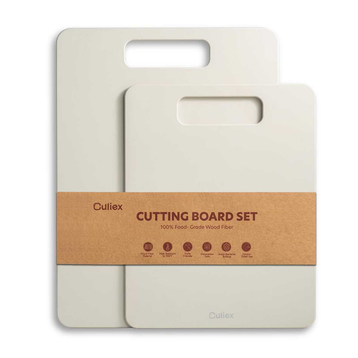 Culiex cutting boards set 2pc: wood fiber composite for versatile prep and serving.