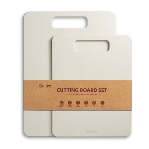 Culiex cutting boards set 2pc: wood fiber composite for versatile prep and serving.