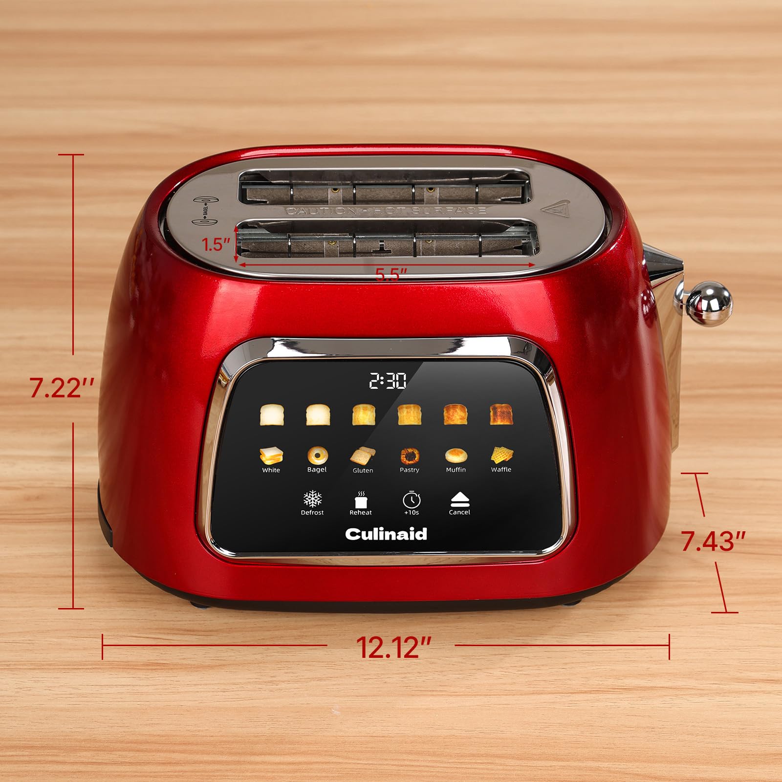 Culinaid Toaster 2 Slice space-saving countertop design with cord storage.
