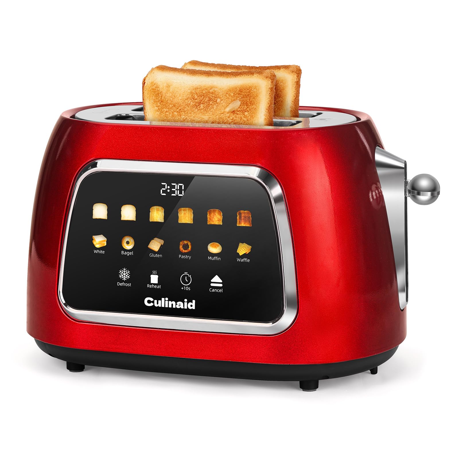 Culinaid Toaster 2 Slice front view with stainless steel exterior and smart touchscreen.