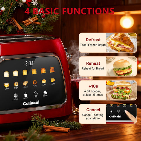 Culinaid Toaster 2 Slice memory function keeps your preferred settings handy.