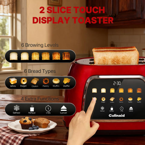 Culinaid Toaster 2 Slice removable crumb tray for easy cleaning.