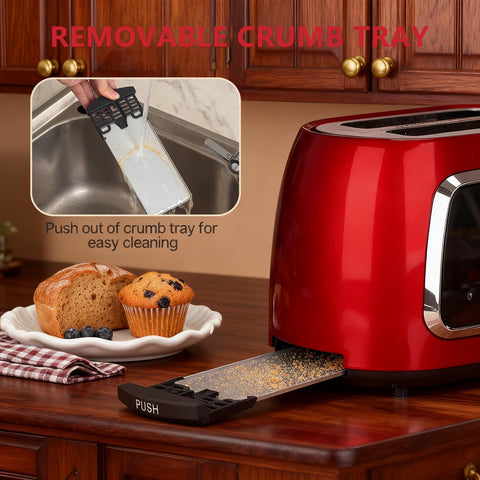 Culinaid Toaster 2 Slice compact stainless steel body with retro charm.