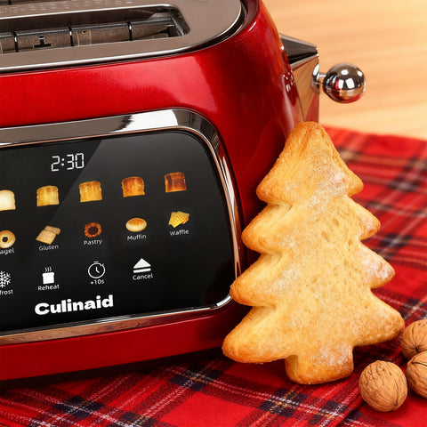 Culinaid Toaster 2 Slice touchscreen control panel shows browning options.