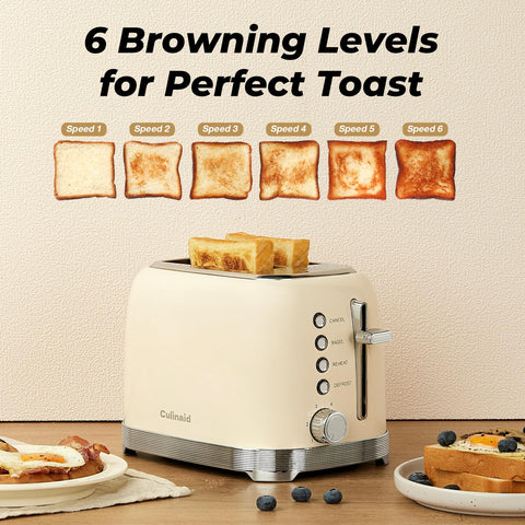 Culinaid toaster defrost function thaws bread evenly before toasting