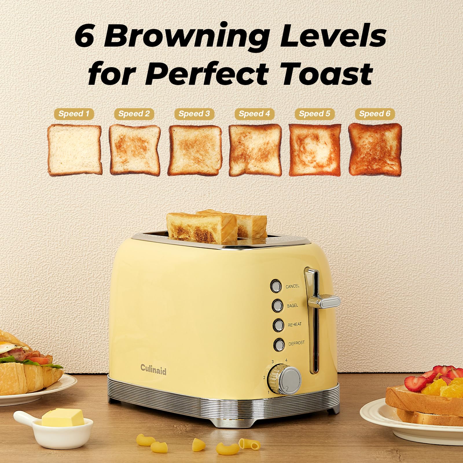 Culinaid Toaster-defrost-reheat-functions simplify thawing and reheating tasks.