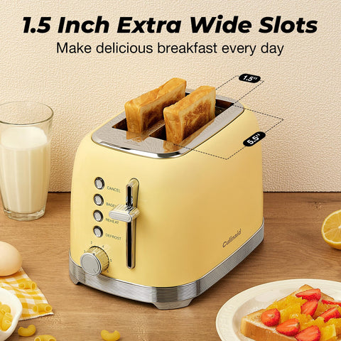 Culinaid Toaster wide-slots-1-5-inch enables thicker bagels for even toasting.