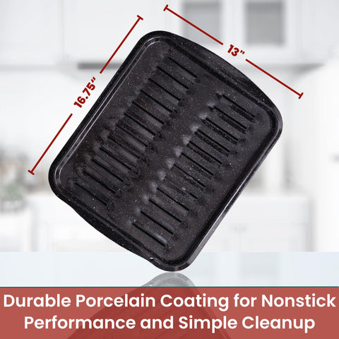 CULINARIN speckled porcelain coating endures high heat and reduces sticking