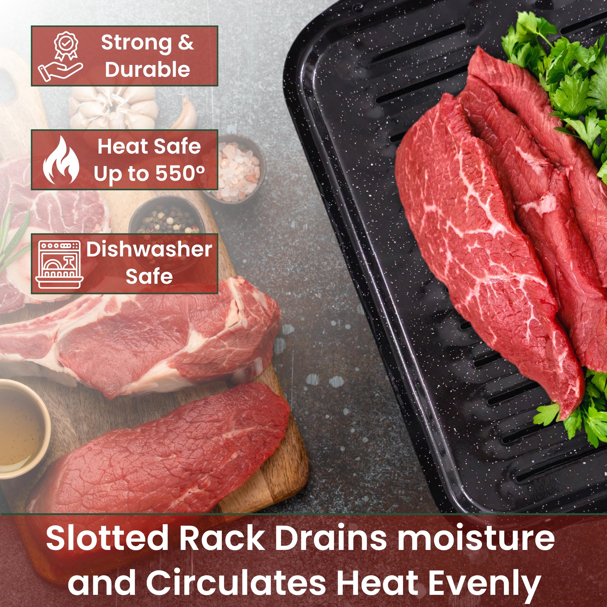 CULINARIN oven broiler pan with rack promotes even heat and browning