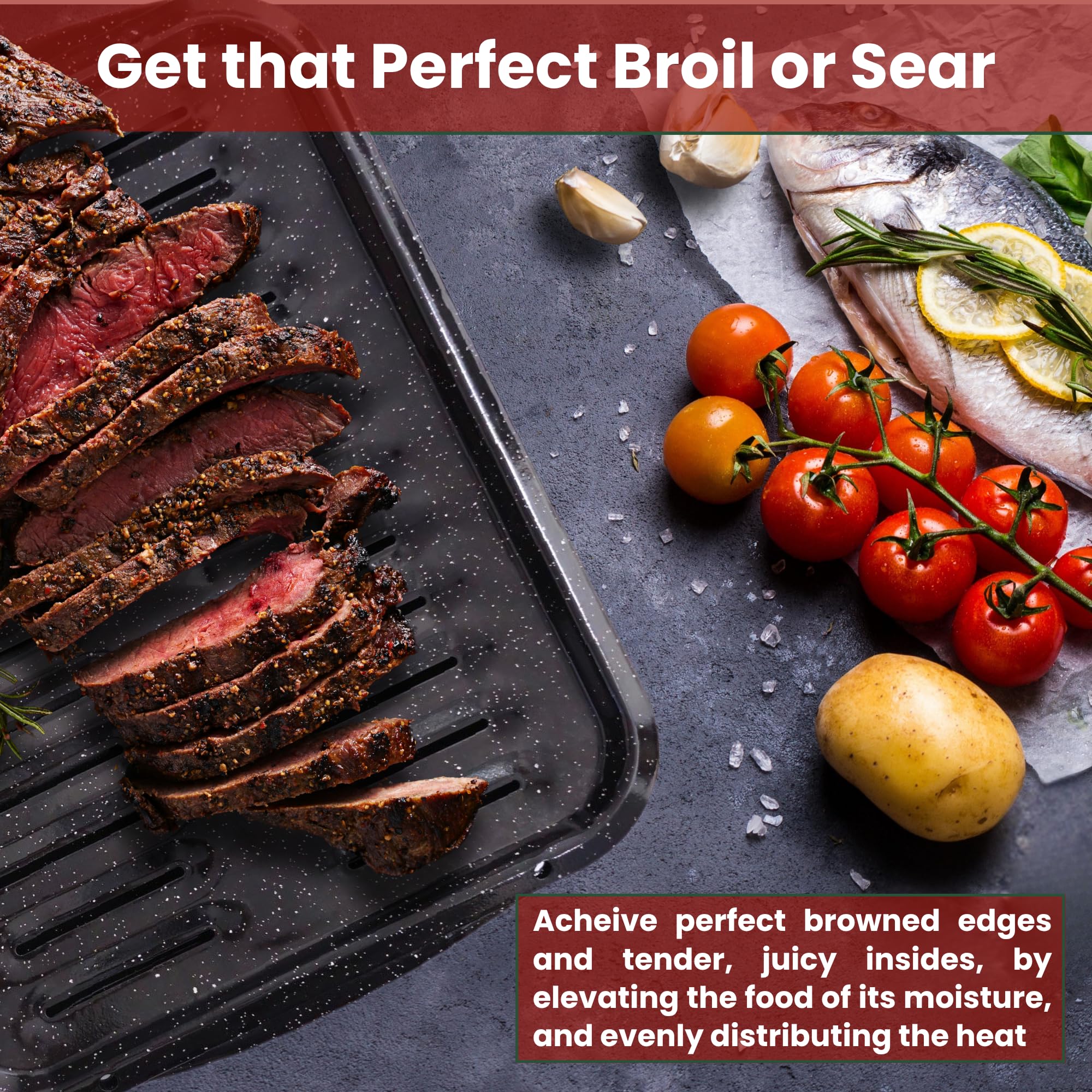 CULINARIN 16.75 by 13 inch pan fits most ovens for versatile broiling