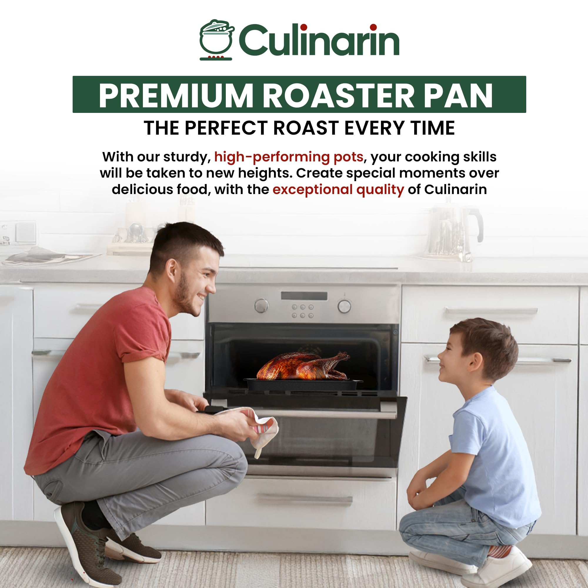 CULINARIN dishwasher-safe roaster pan simplifies washing after meals.