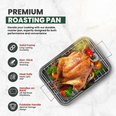 CULINARIN flat rack roasting pan designed to elevate browning and roasting efficiency.
