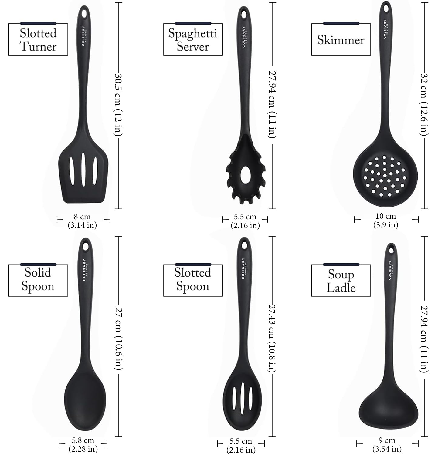 Culinary Couture silicone drainer spoon minimizes scratching while stirring and draining