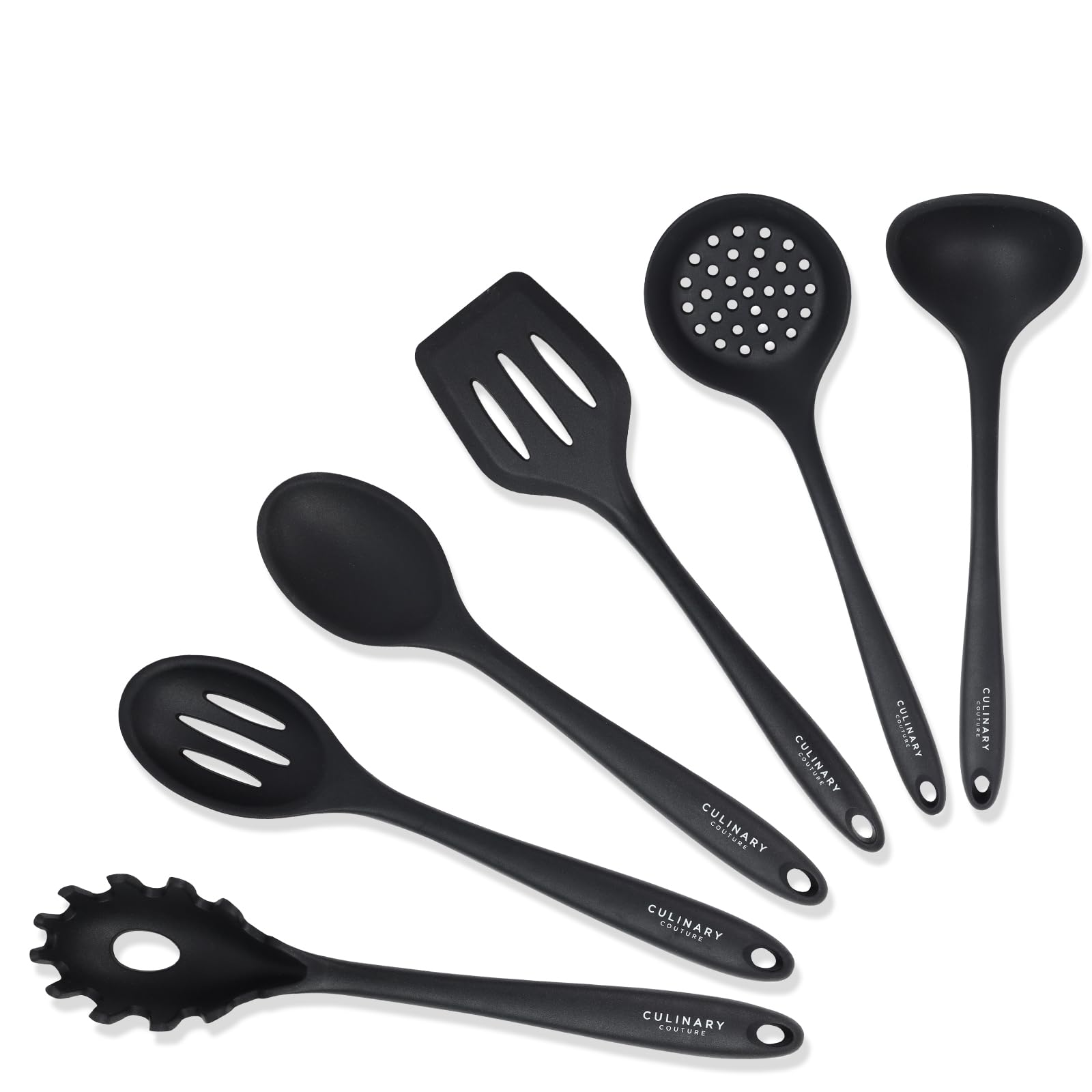 Culinary Couture black silicone utensils slotted spoon for nonstick cookware protection