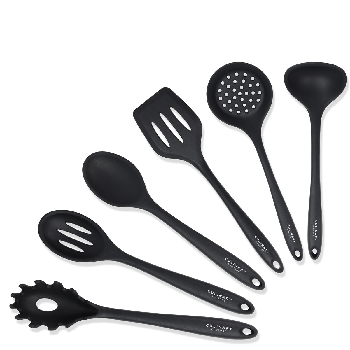 Culinary Couture black silicone utensils slotted spoon for nonstick cookware protection