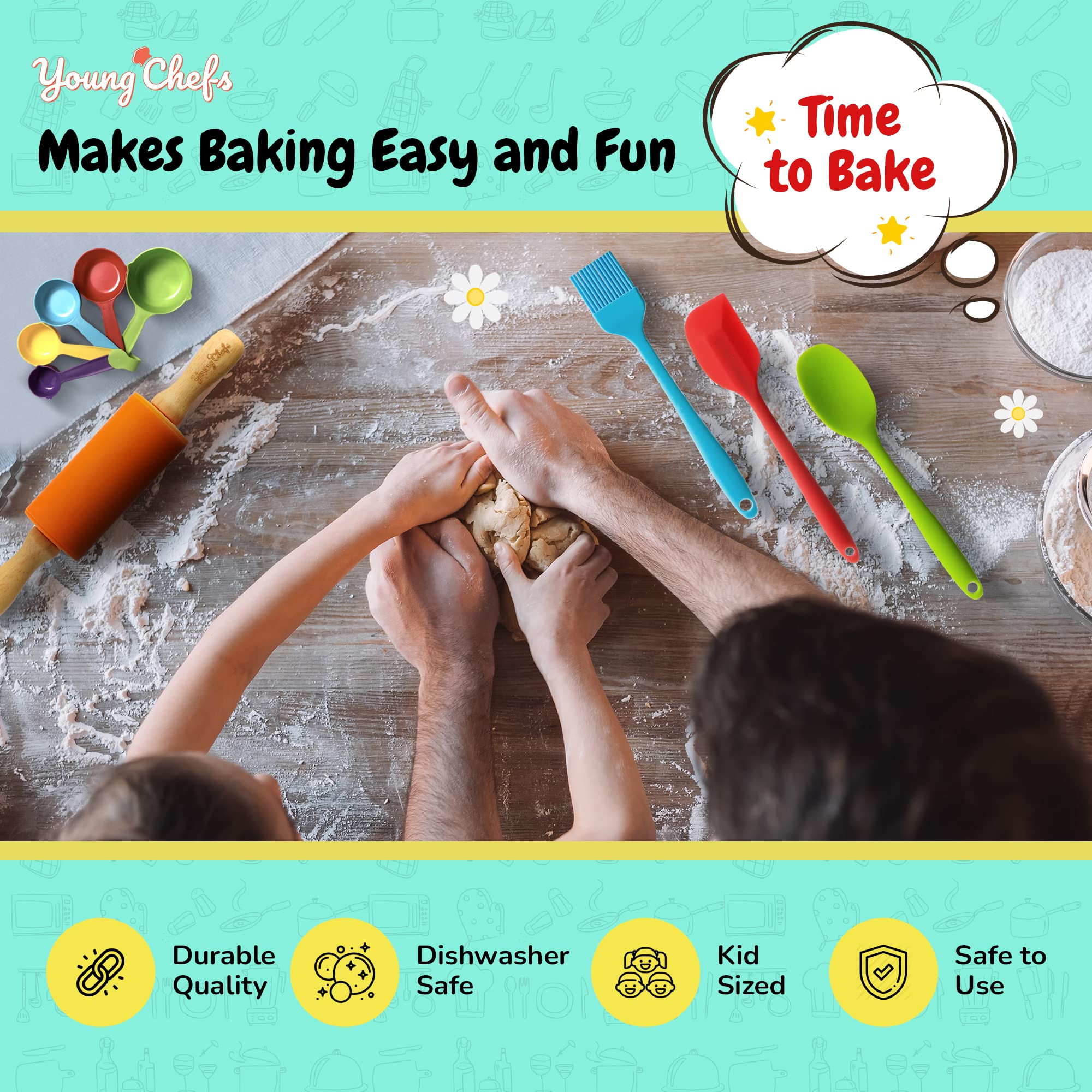 Culinary Couture measuring cups and spoons, kid-friendly for safe, accurate measuring.