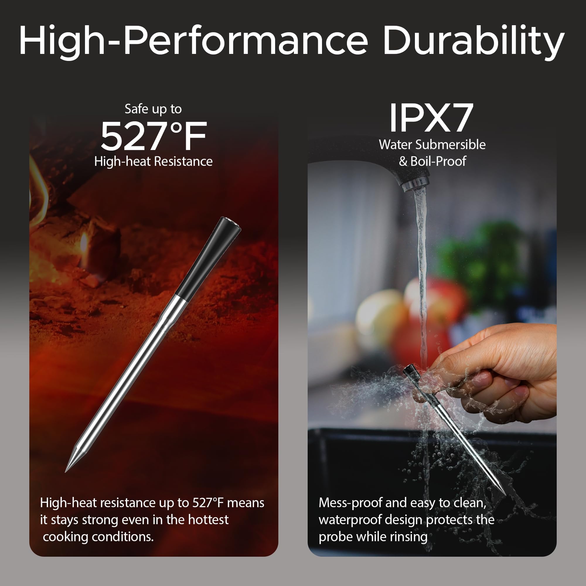 CulinaTech dual sensors monitor internal and ambient temperatures precisely.