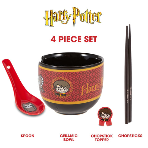 Culture Fly ramen bowl set with chopsticks and spoon featuring Platform 9 3/4 for complete dining.