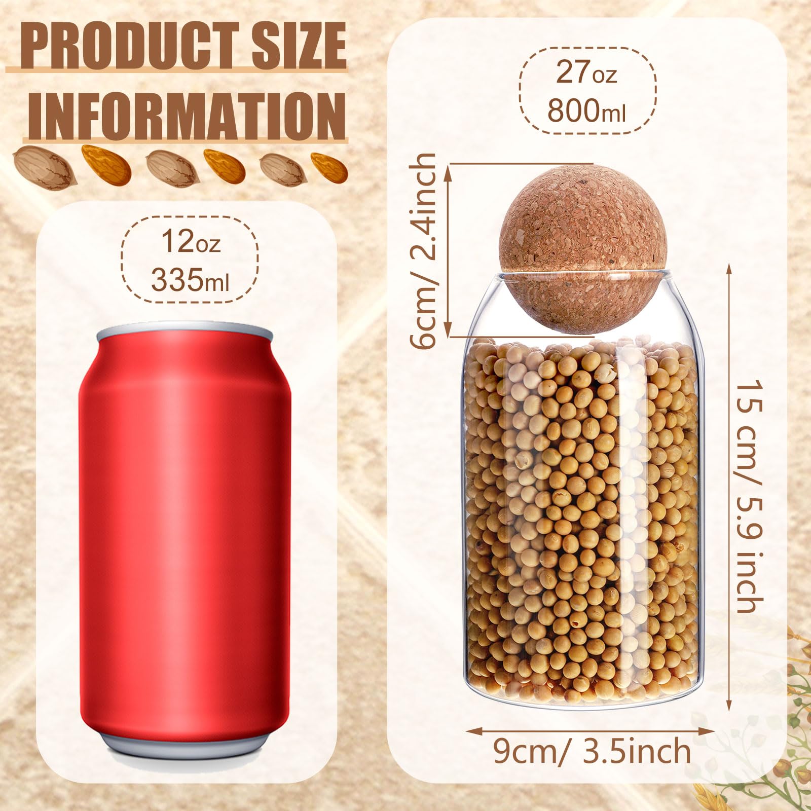 Cunhill airtight seal glass canister ideal for spices and coffee