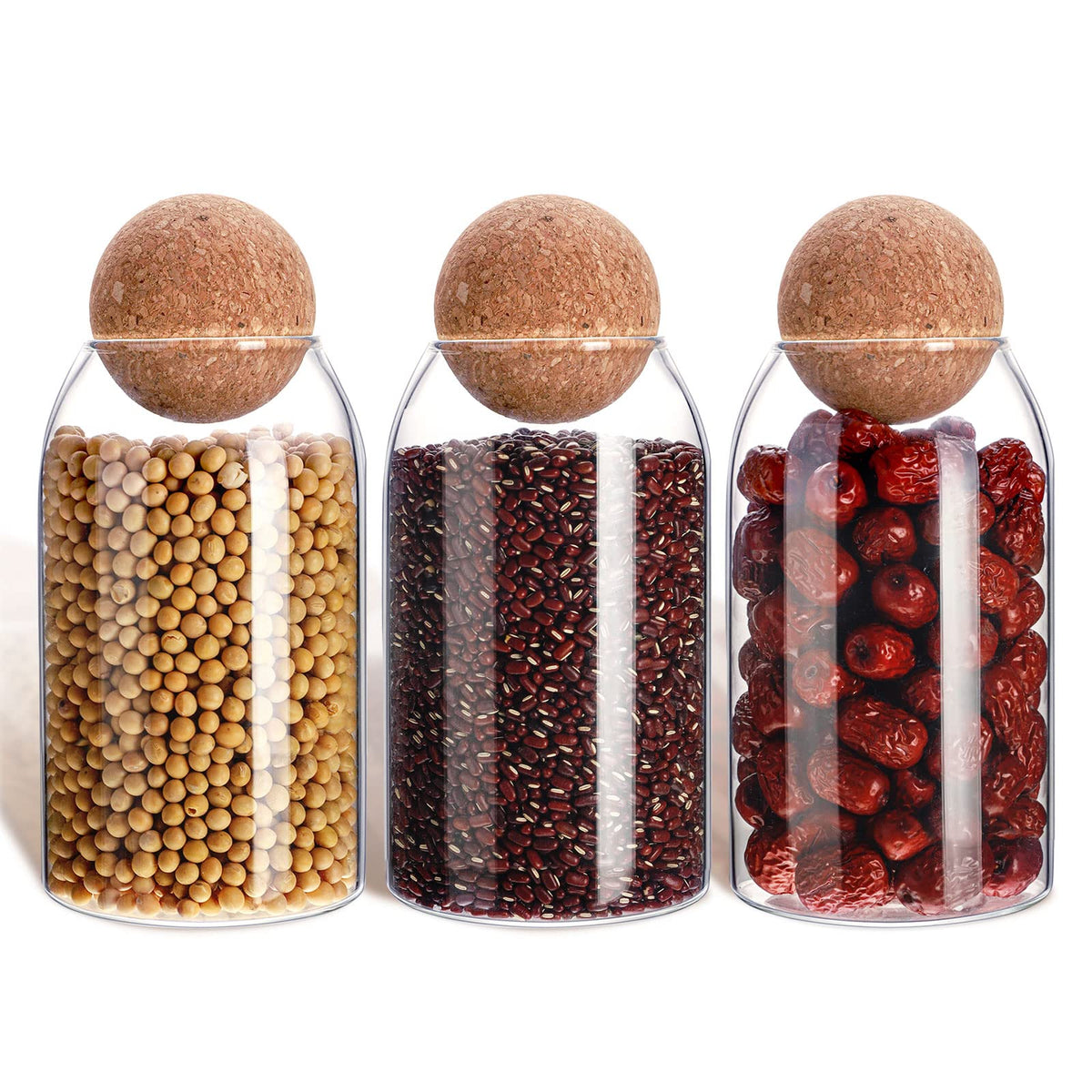 Cunhill glass jar with cork lid showcases round design for stylish storage