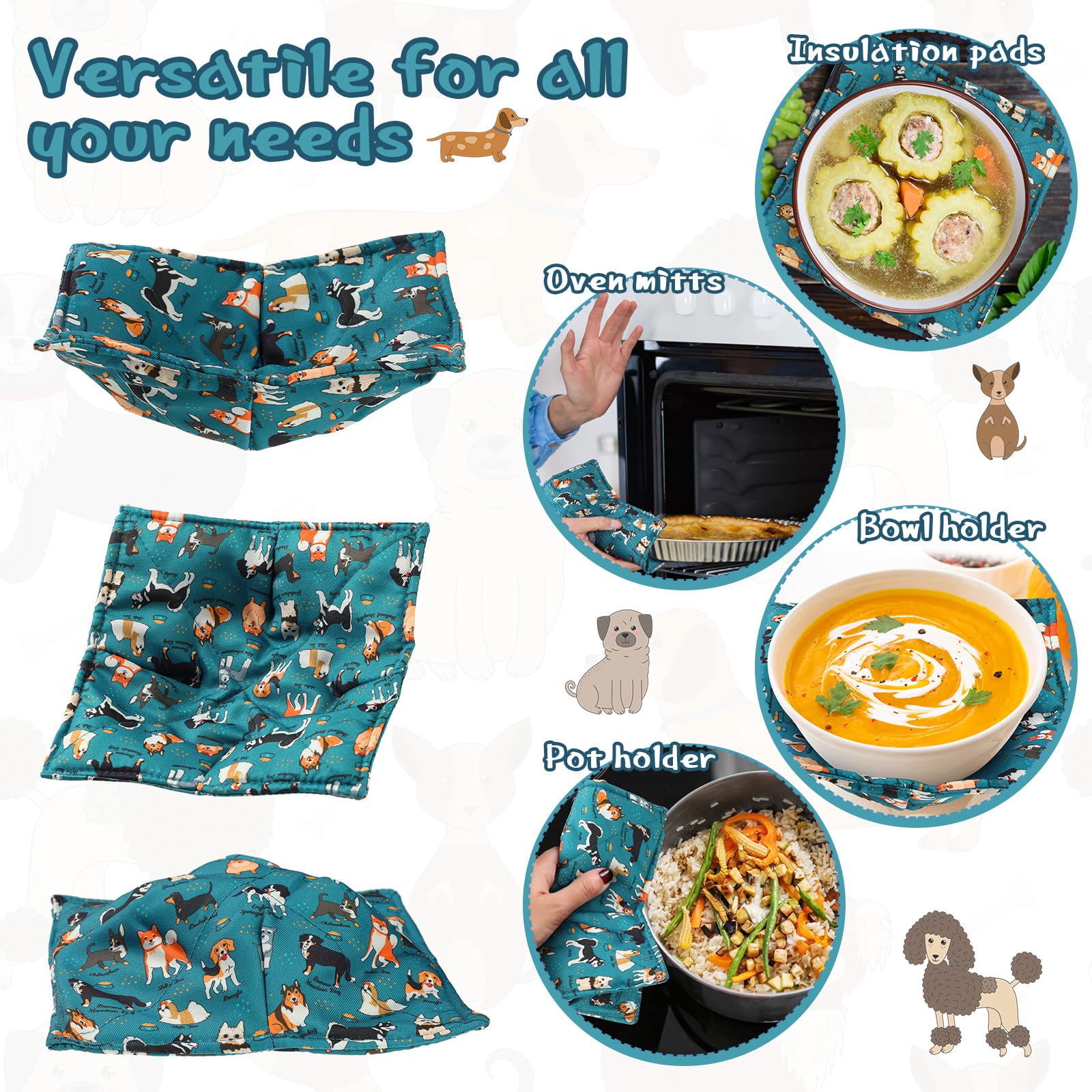 Cunhill quilted heat-resistant potholder blue prevents burns during microwave use.