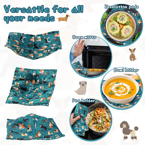 Cunhill quilted heat-resistant potholder blue prevents burns during microwave use.