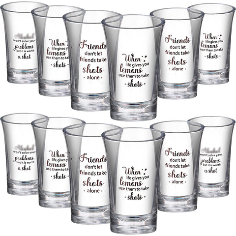 Cunhill 12-pack acrylic shot glasses with random styles for gatherings