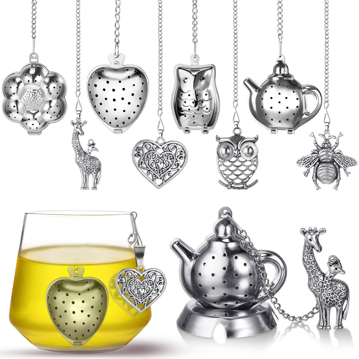 Cunhill stainless steel tea infuser set in four shapes for durable, easy-clean brewing