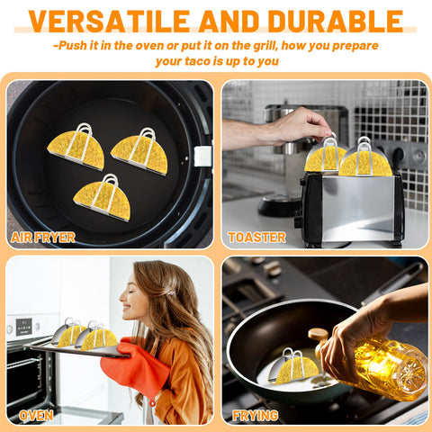 Cunhill tortilla clip secures shells before frying for even browning.