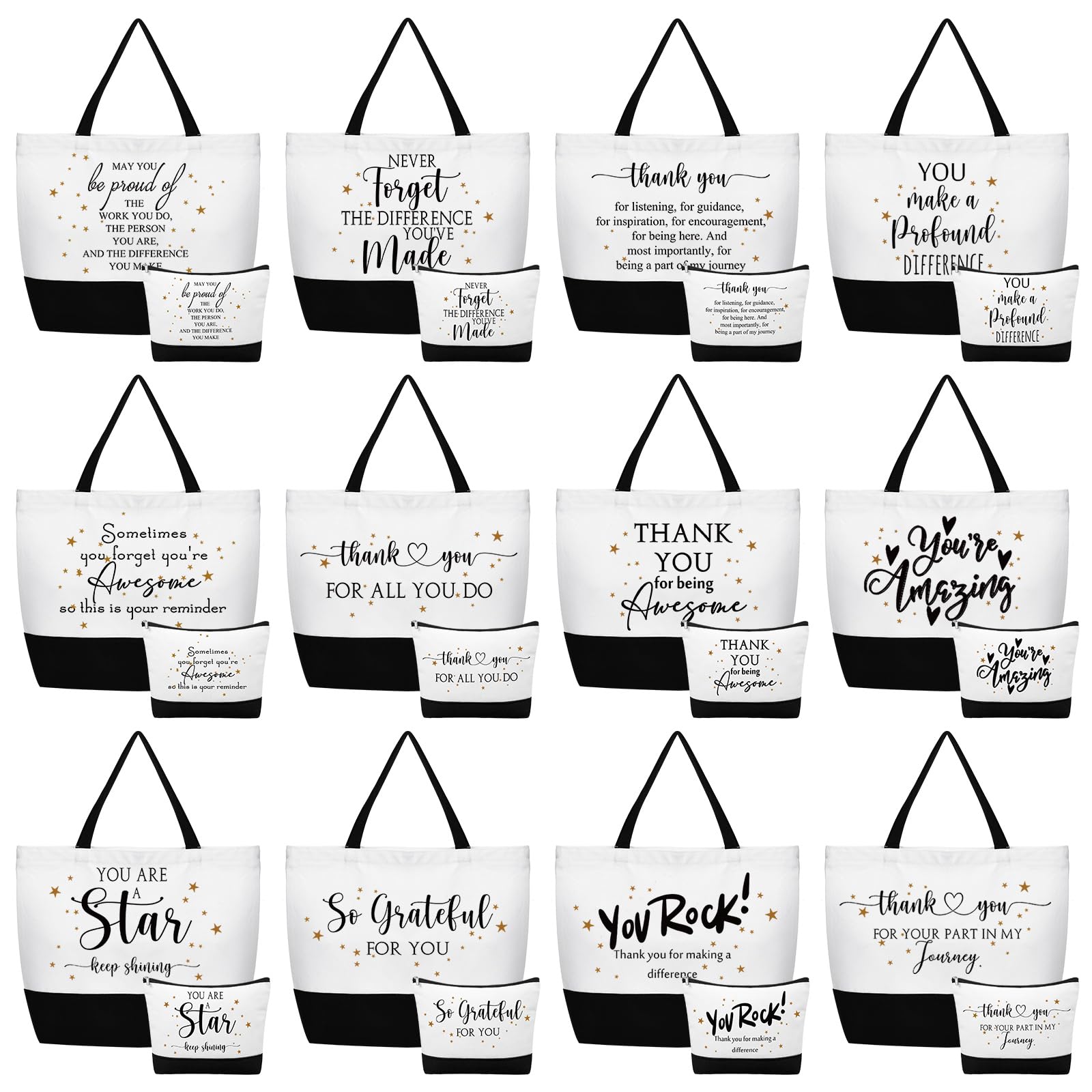 Cunno 24-pcs gifts bag set: durable canvas tote for daily organization.