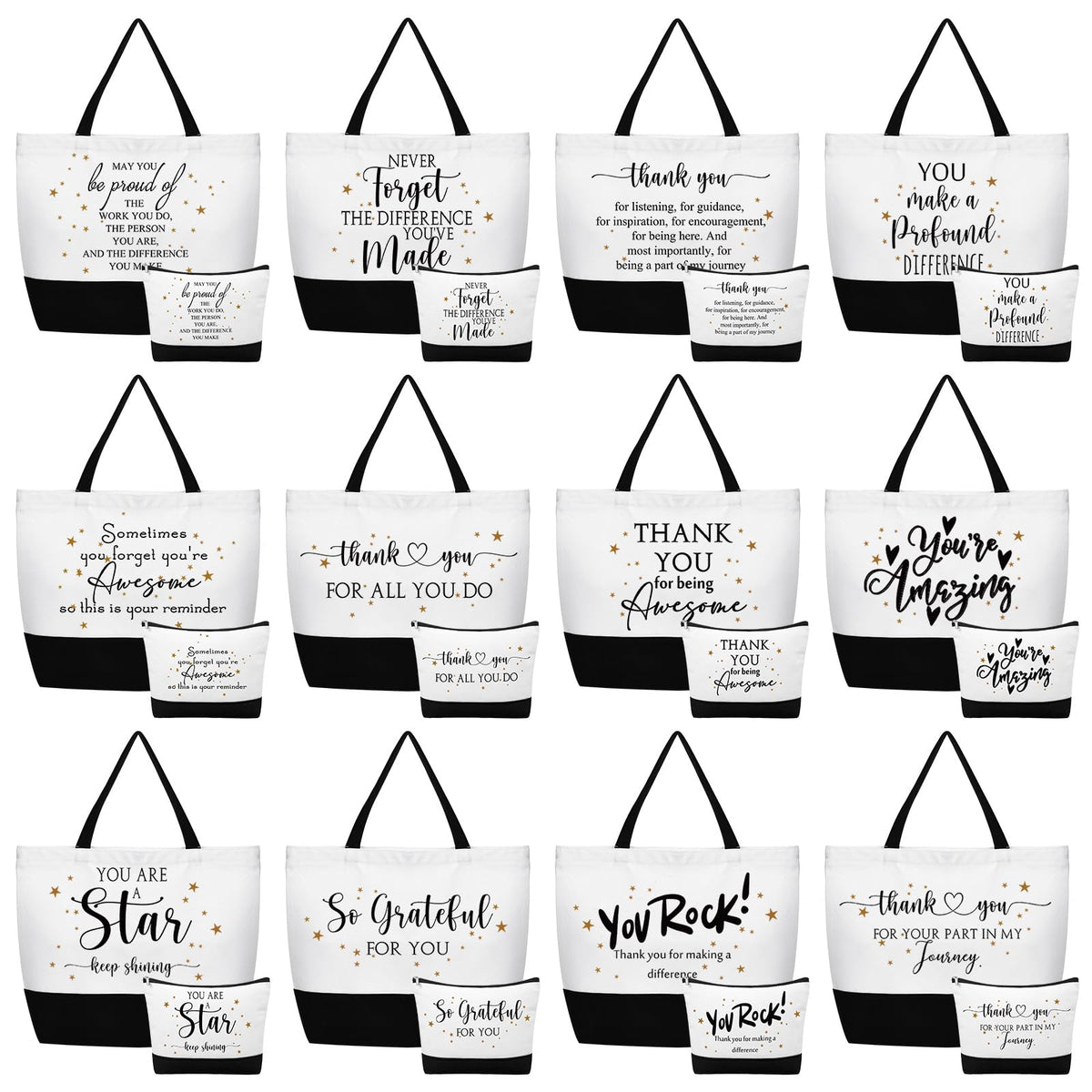 Cunno 24-pcs gifts bag set: durable canvas tote for daily organization.