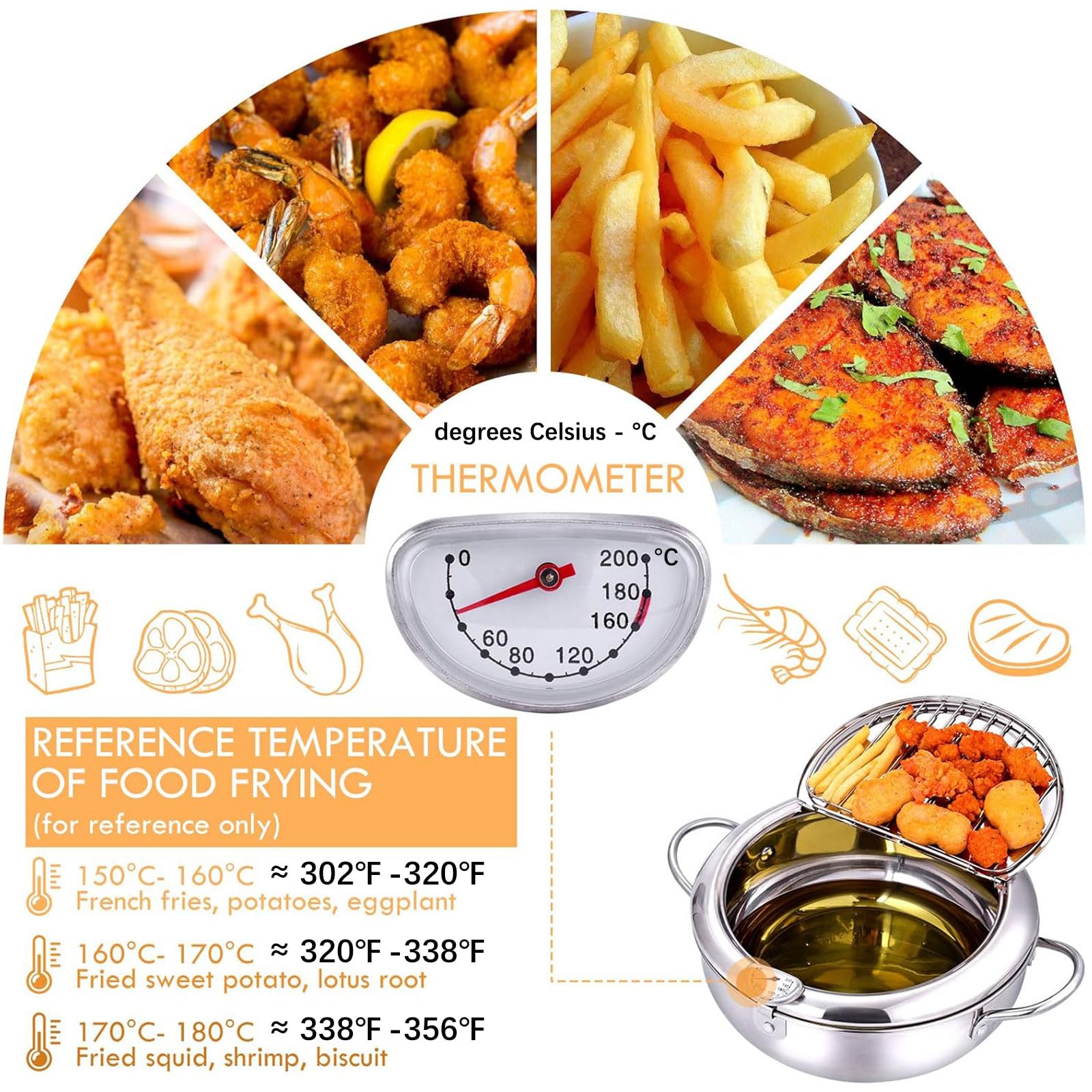 cuomaop deep fryer pot oil drain with beak spout for easy disposal