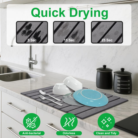 cuomaop diatomaceous-earth drying mat absorbing water quickly for faster drying.